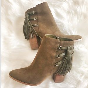 Marc Fisher Kadey Tassel Fringe Suede Ankle Boot